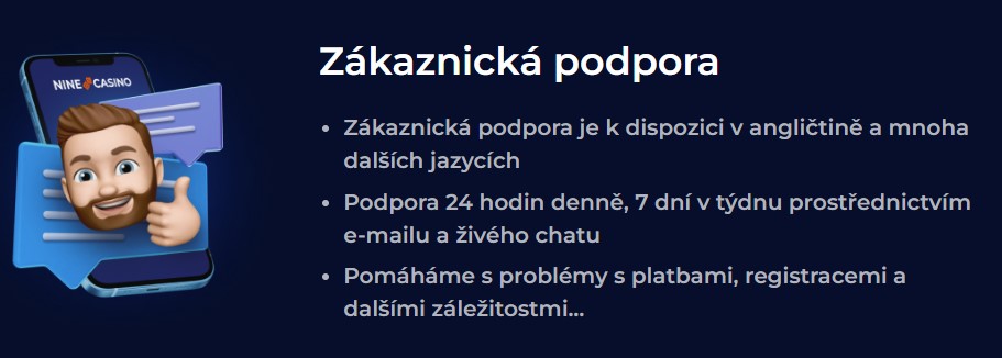 Nine Casino Zákaznická podpora