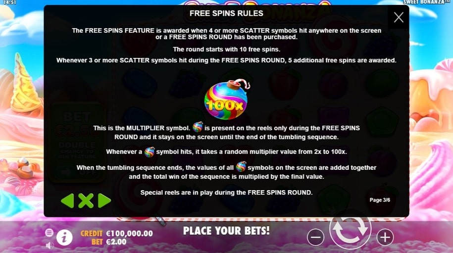 Sweet Bonanza free spins