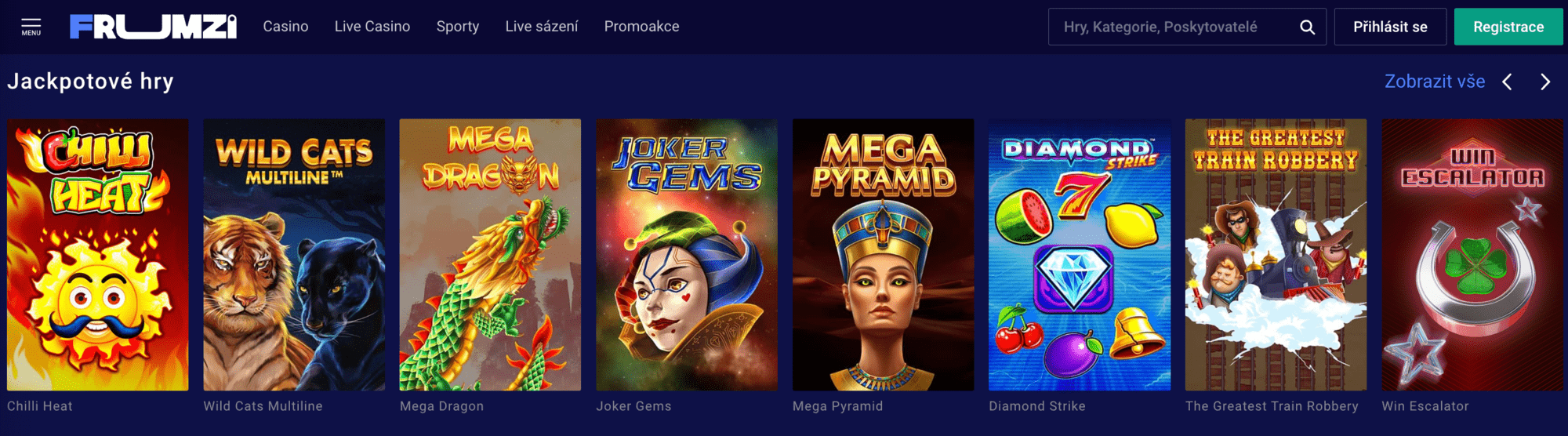 Frumzi Casino Jackpot Games