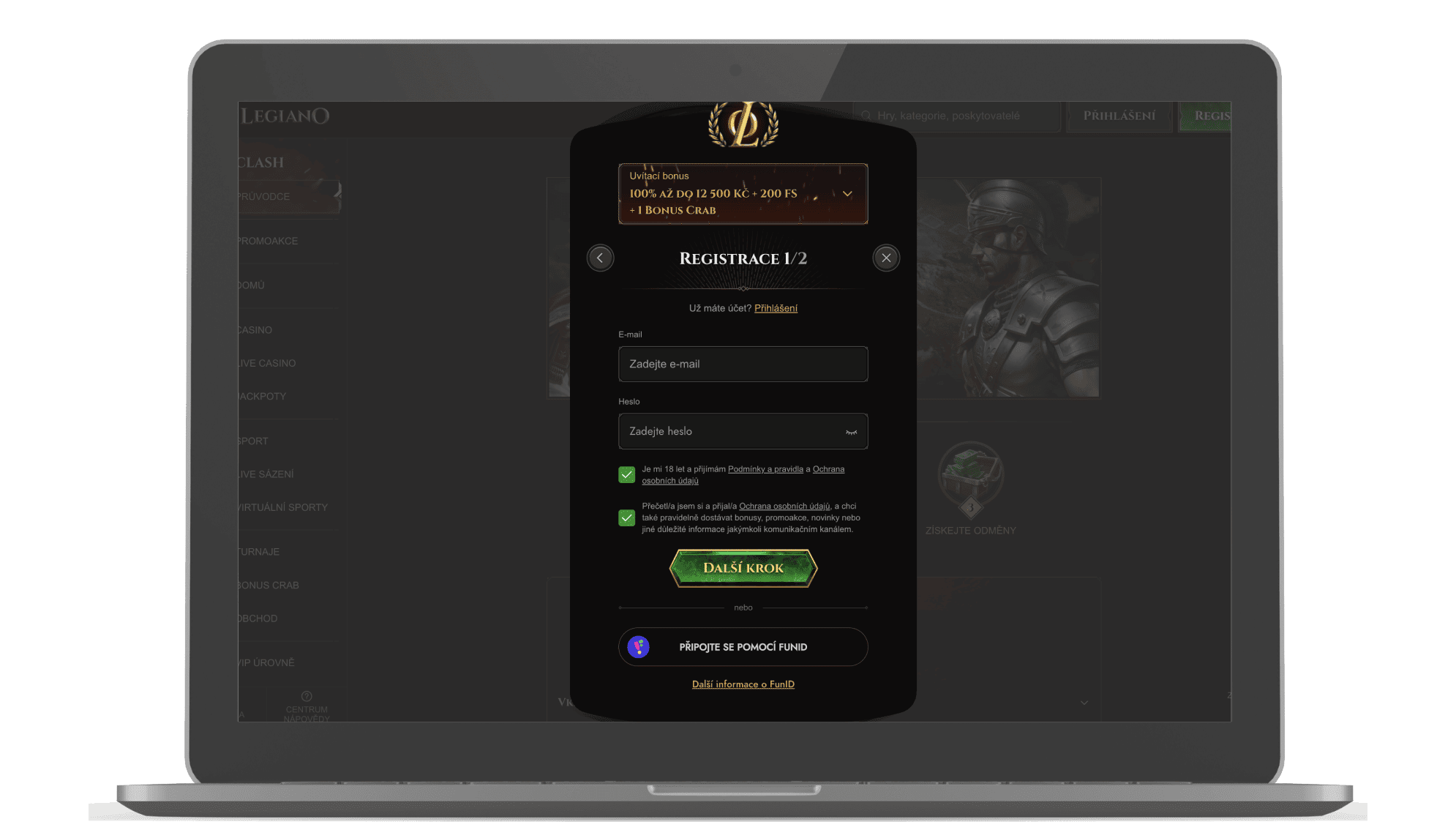 Legiano casino registration
