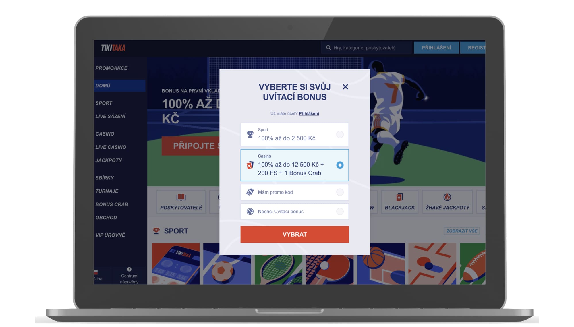 Registrace v online kasinu TikiTaka